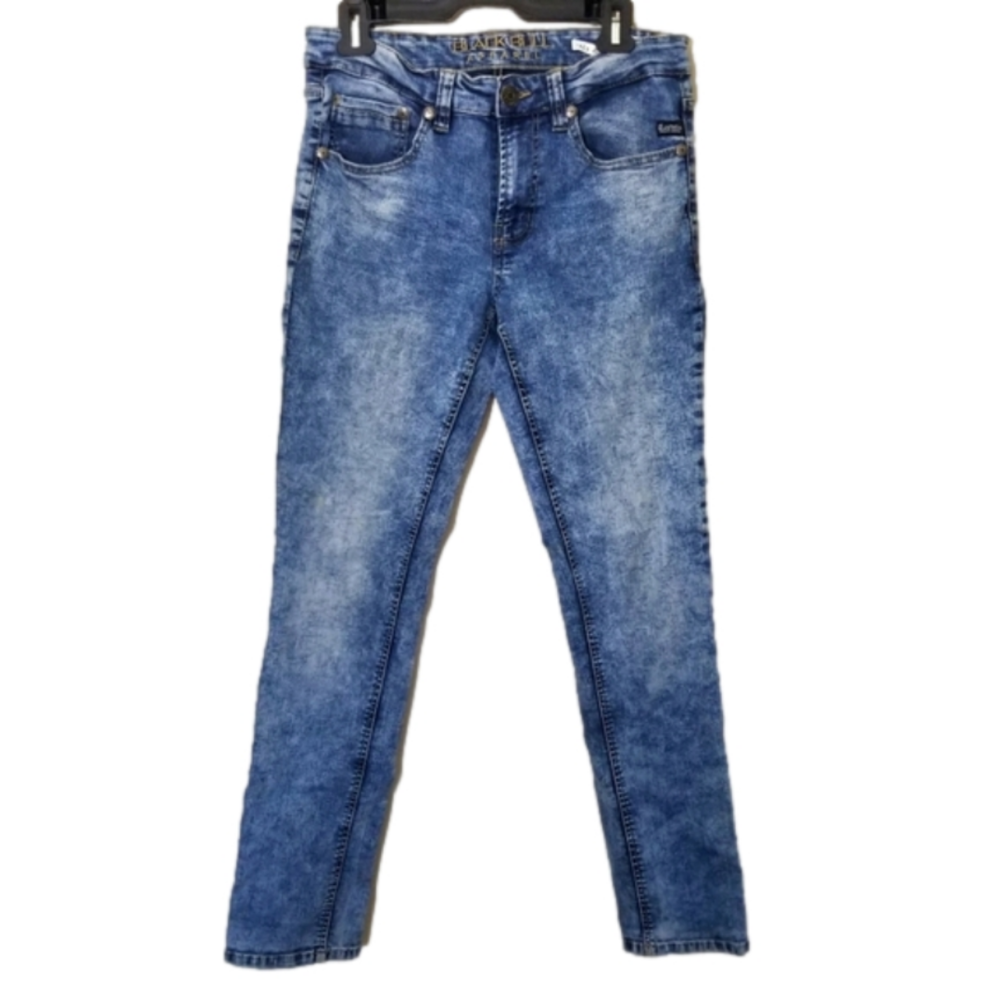 BLACK Bull Acid Wash Indigo Denim Tres Adjuste Skinny Fit Jeans Size 34